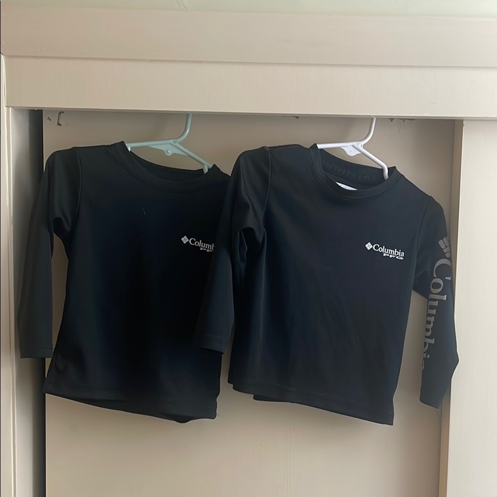 Two Columbia Black Long Sleeve PFG sun protection shirts